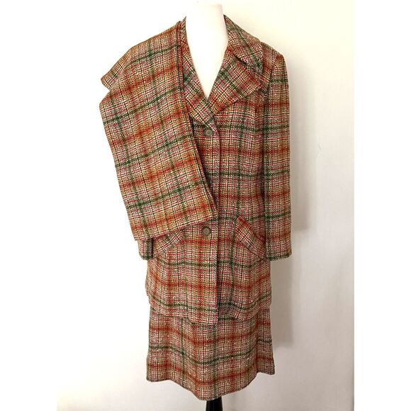 Pendleton Pants - VTG Pendleton Virgin Wool Plaid 3 Piece Suit Blazer Skirt Trousers Old Money 18